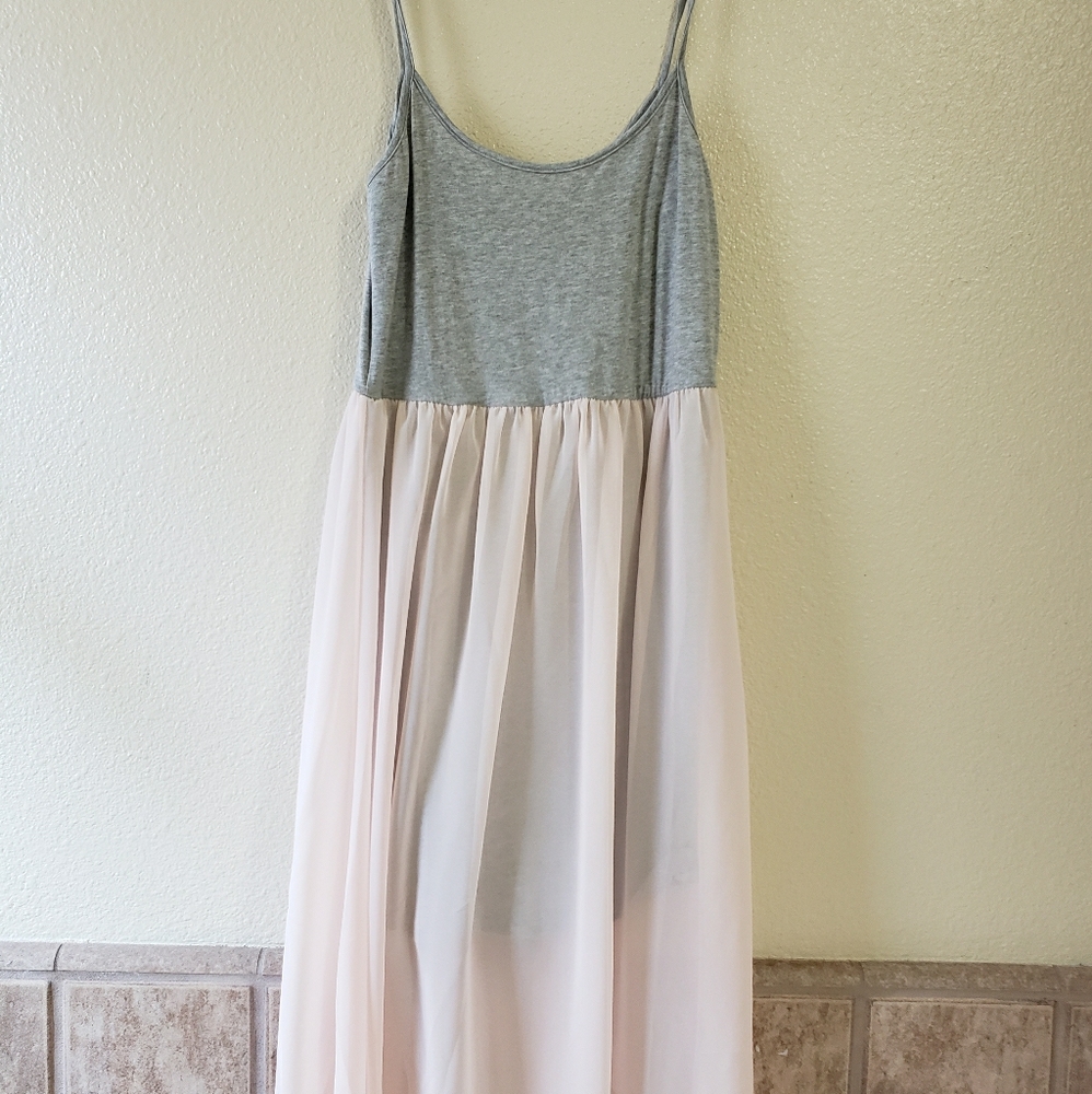 F21 Gray and Blush chiffon dress